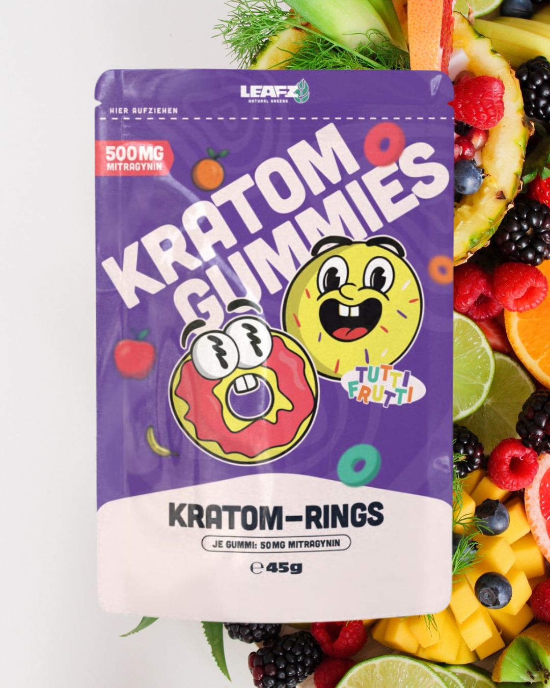 Tutti Frutti Kratom Gummies Ringe mit 500mg Mitragynin