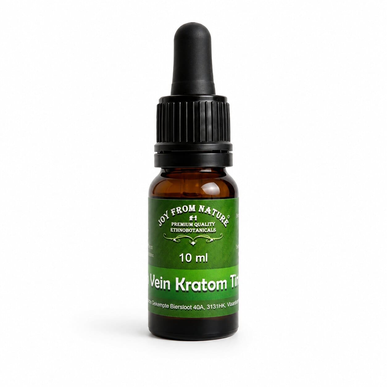 Pipetten Flasche mit einem Grünen Etikett und Kratom Liquid als Inhalt